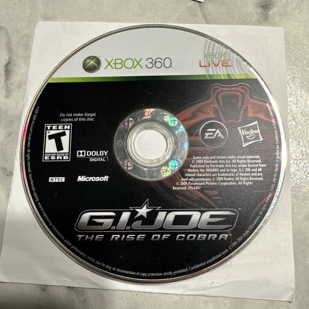 G.I. Joe: The Rise of Cobra (Microsoft Xbox 360, 2009) - Disc Only